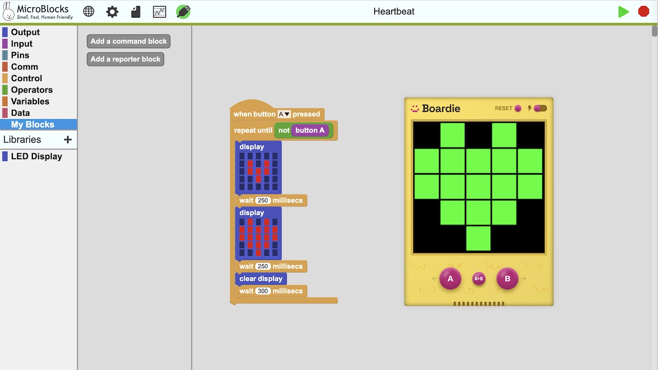 Boardie: A Virtual Board for MicroBlocks